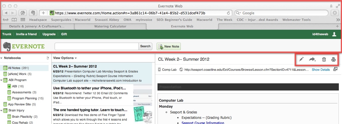 Evernote Web site